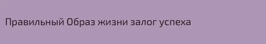 Правильный Образ жизни залог успеха 